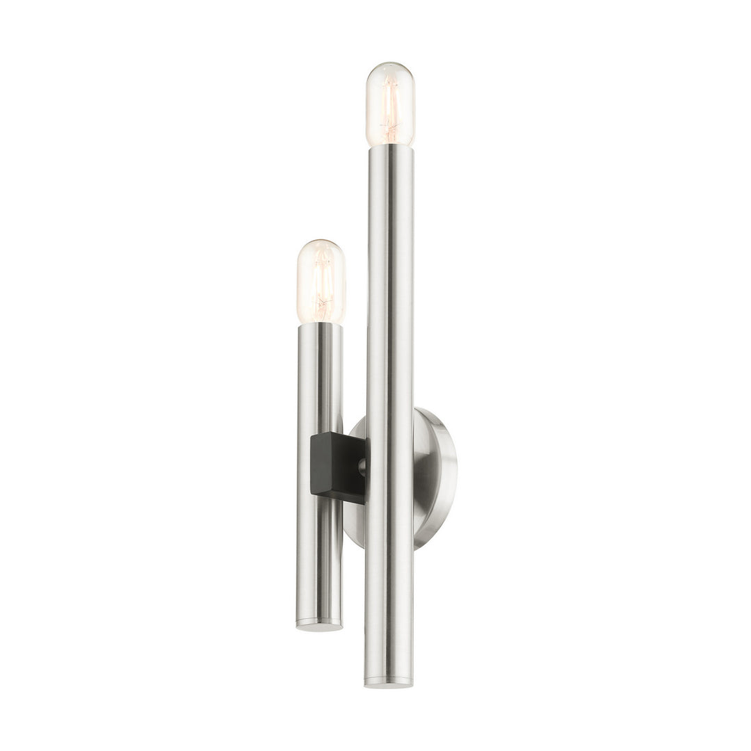 Livex Helsinki 49992-91 Wall Sconce Light - Brushed Nickel w/ Blacks