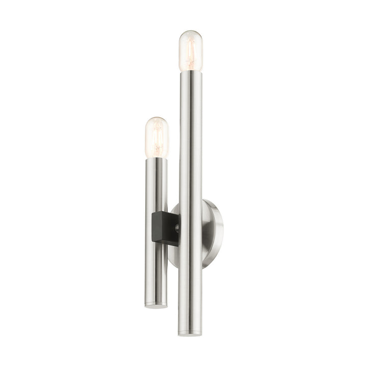 Livex Helsinki 49992-91 Wall Sconce Light - Brushed Nickel w/ Blacks