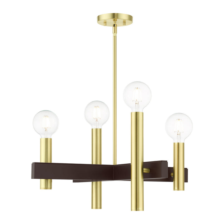 Livex Helsinki 49994-12 Chandelier Light - Satin Brass w/ Bronzes