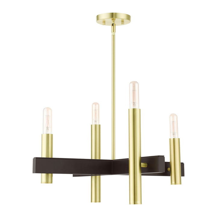 Livex Helsinki 49994-12 Chandelier Light - Satin Brass w/ Bronzes
