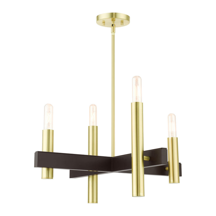 Livex Helsinki 49994-12 Chandelier Light - Satin Brass w/ Bronzes
