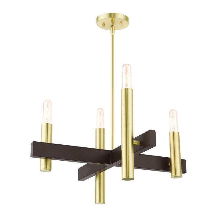 Livex Helsinki 49994-12 Chandelier Light - Satin Brass w/ Bronzes