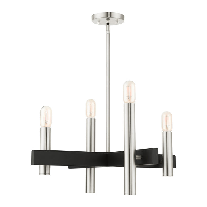 Livex Helsinki 49994-91 Chandelier Light - Brushed Nickel w/ Blacks