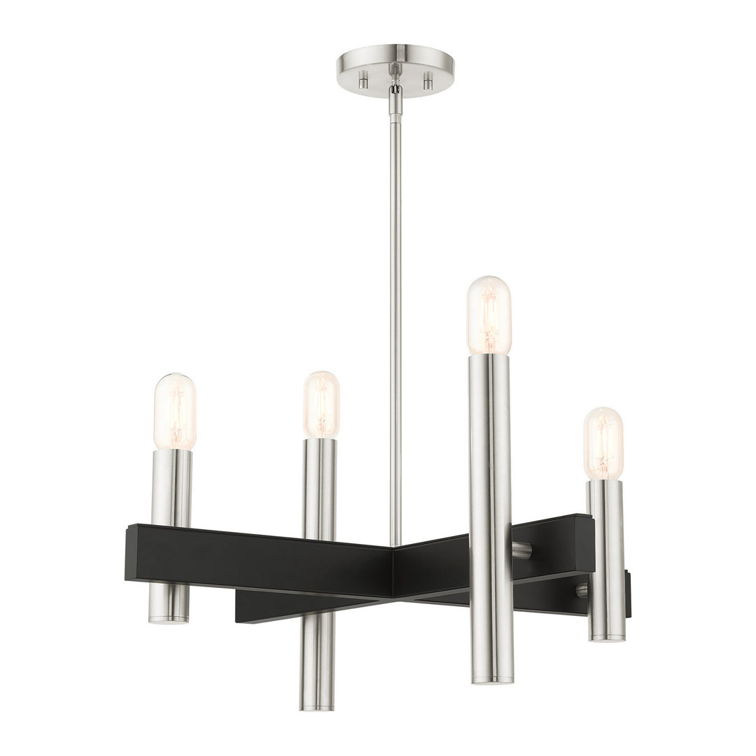 Livex Helsinki 49994-91 Chandelier Light - Brushed Nickel w/ Blacks
