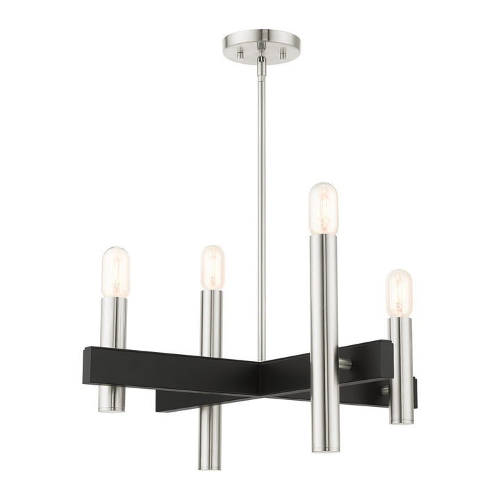 Livex Helsinki 49994-91 Chandelier Light - Brushed Nickel w/ Blacks