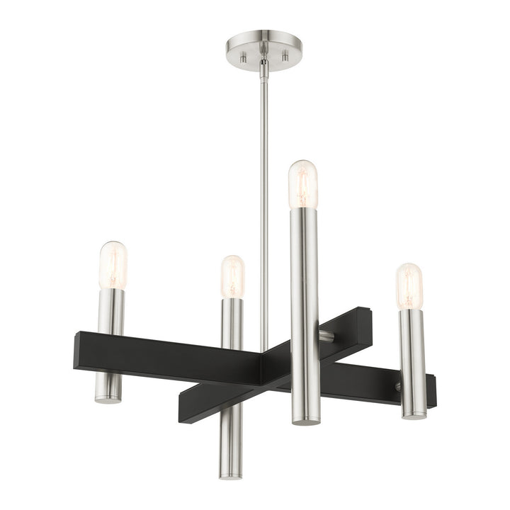 Livex Helsinki 49994-91 Chandelier Light - Brushed Nickel w/ Blacks