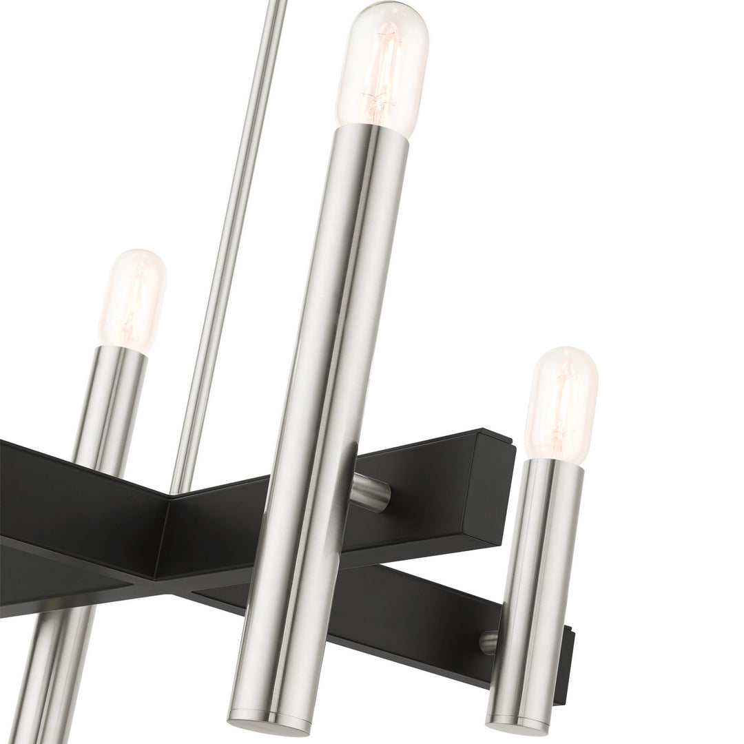 Livex Helsinki 49994-91 Chandelier Light - Brushed Nickel w/ Blacks