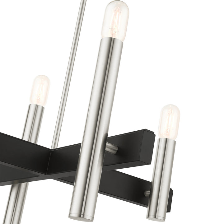 Livex Helsinki 49994-91 Chandelier Light - Brushed Nickel w/ Blacks