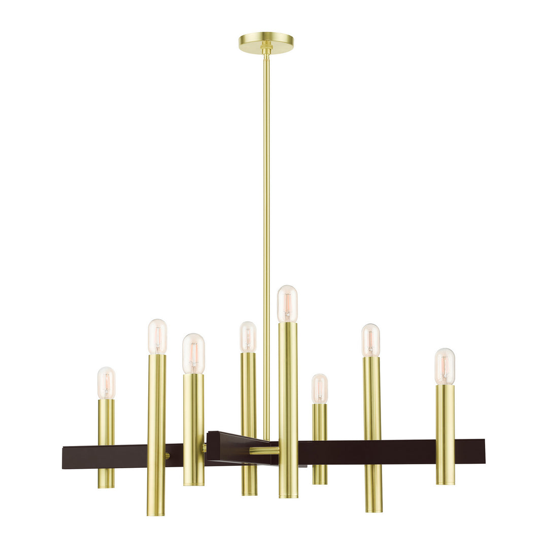Livex Helsinki 49998-12 Chandelier Light - Satin Brass w/ Bronzes