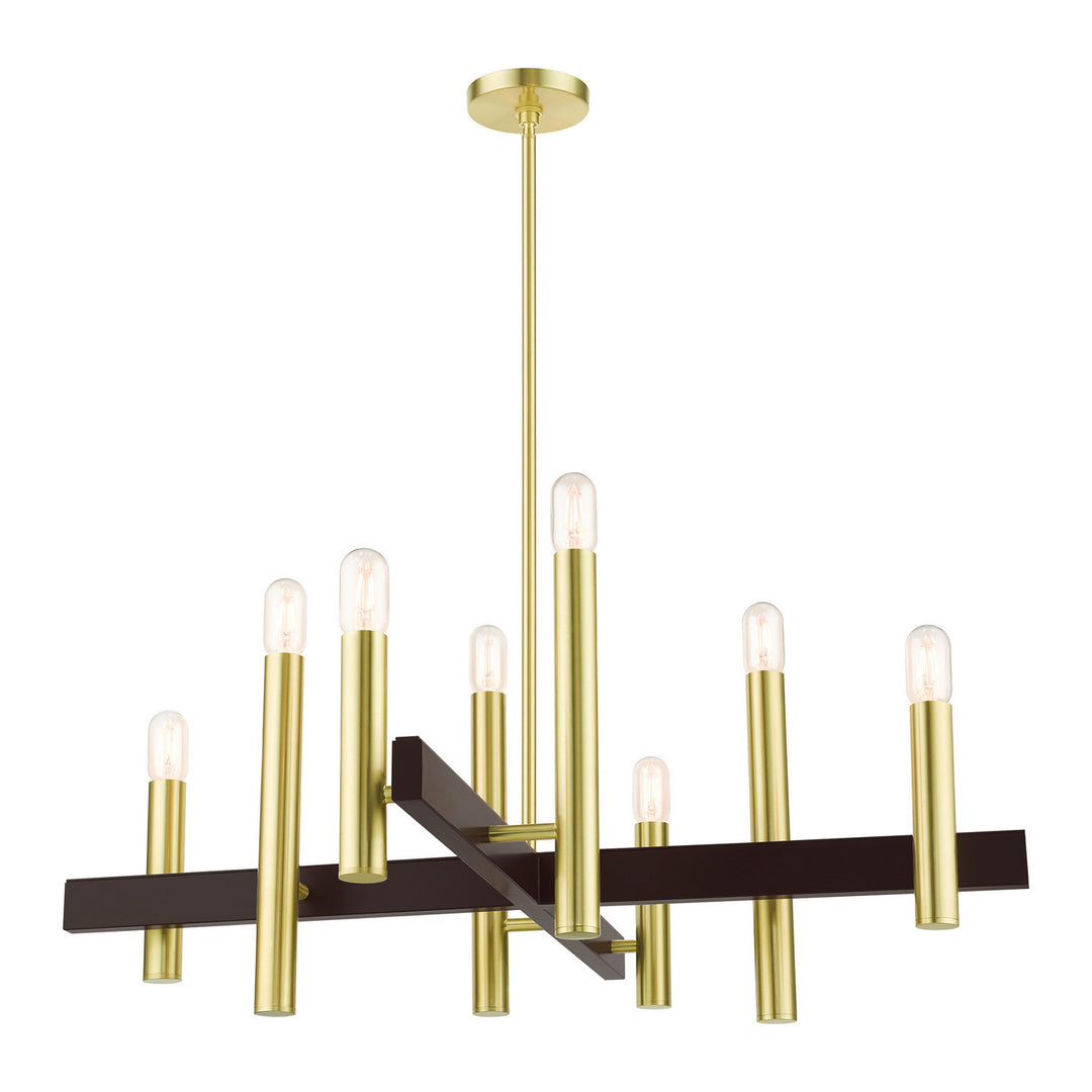 Livex Helsinki 49998-12 Chandelier Light - Satin Brass w/ Bronzes
