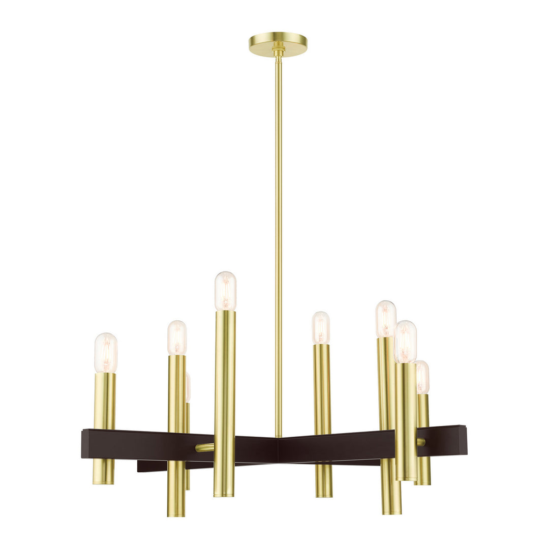 Livex Helsinki 49998-12 Chandelier Light - Satin Brass w/ Bronzes