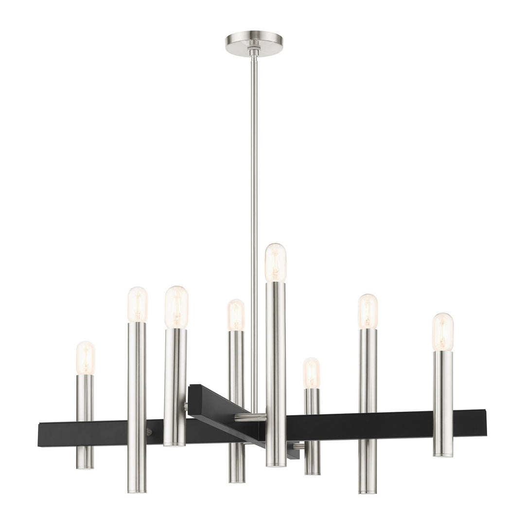 Livex Helsinki 49998-91 Chandelier Light - Brushed Nickel w/ Blacks