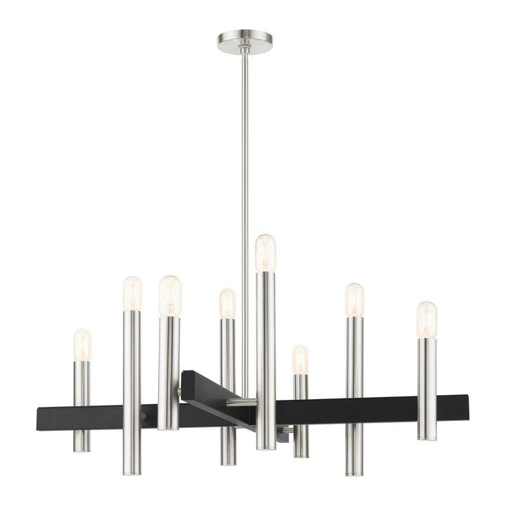 Livex Helsinki 49998-91 Chandelier Light - Brushed Nickel w/ Blacks