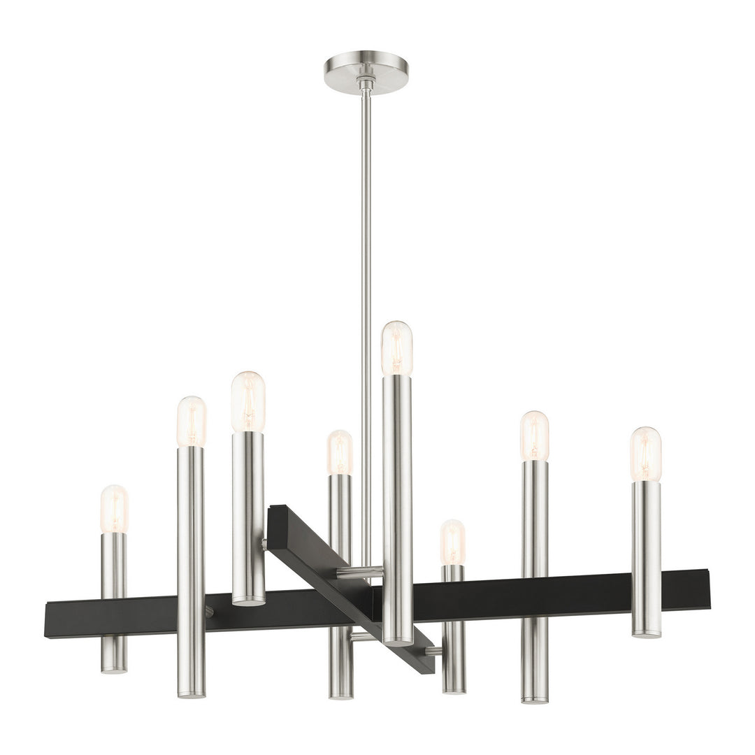 Livex Helsinki 49998-91 Chandelier Light - Brushed Nickel w/ Blacks