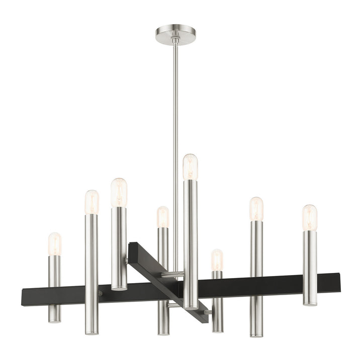 Livex Helsinki 49998-91 Chandelier Light - Brushed Nickel w/ Blacks