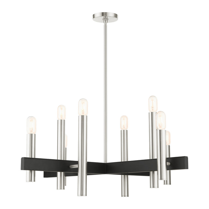 Livex Helsinki 49998-91 Chandelier Light - Brushed Nickel w/ Blacks