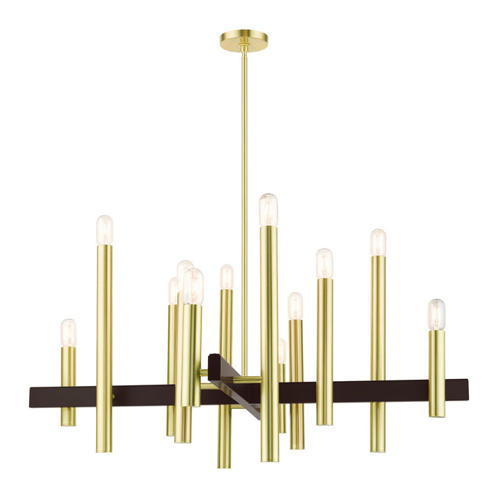 Livex Helsinki 49999-12 Chandelier Light - Satin Brass w/ Bronzes