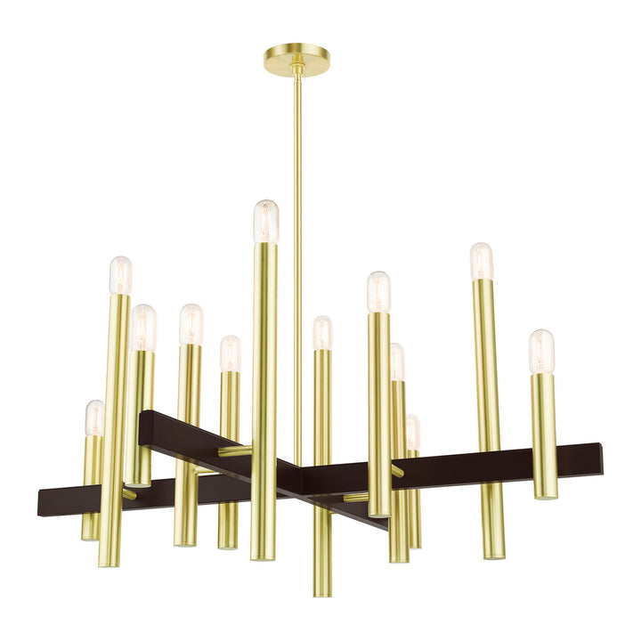 Livex Helsinki 49999-12 Chandelier Light - Satin Brass w/ Bronzes