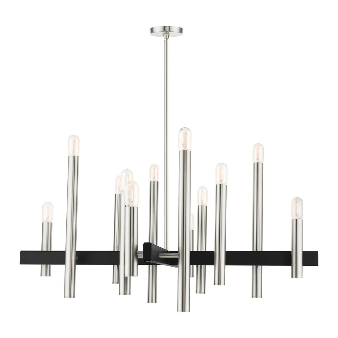 Livex Helsinki 49999-91 Chandelier Light - Brushed Nickel w/ Blacks
