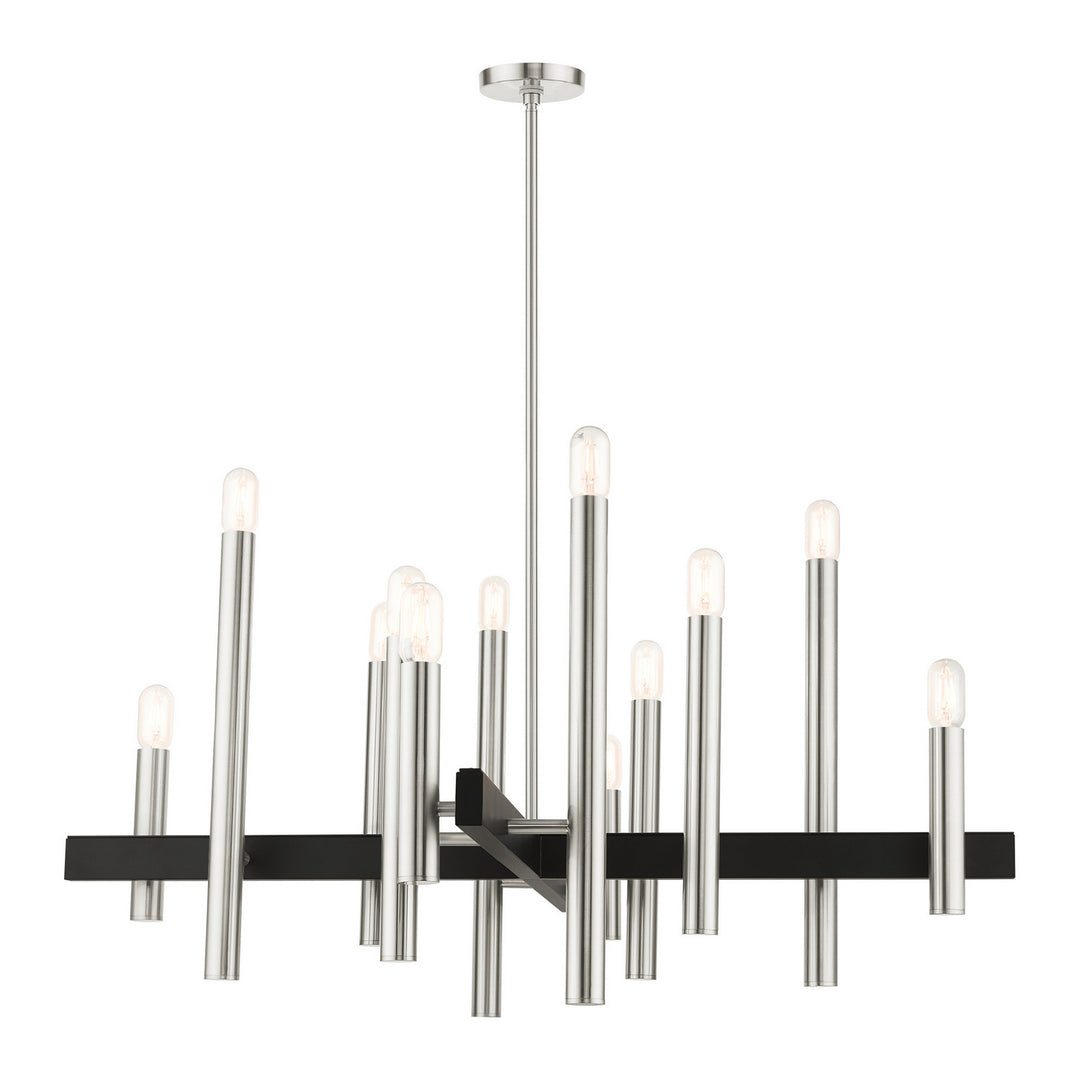 Livex Helsinki 49999-91 Chandelier Light - Brushed Nickel w/ Blacks