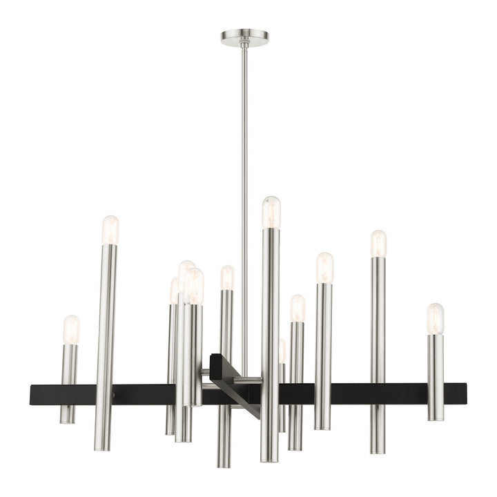 Livex Helsinki 49999-91 Chandelier Light - Brushed Nickel w/ Blacks