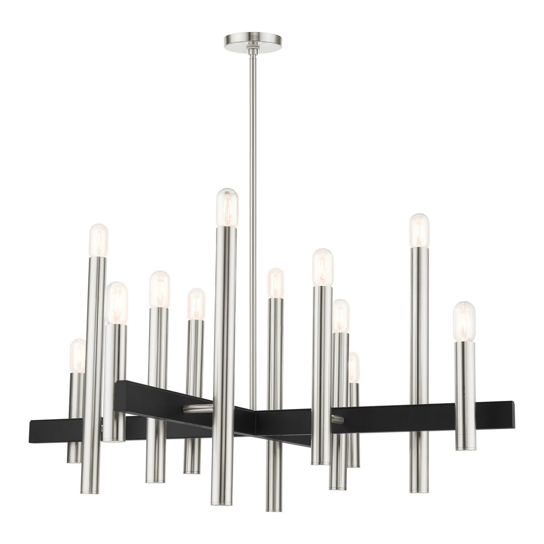 Livex Helsinki 49999-91 Chandelier Light - Brushed Nickel w/ Blacks