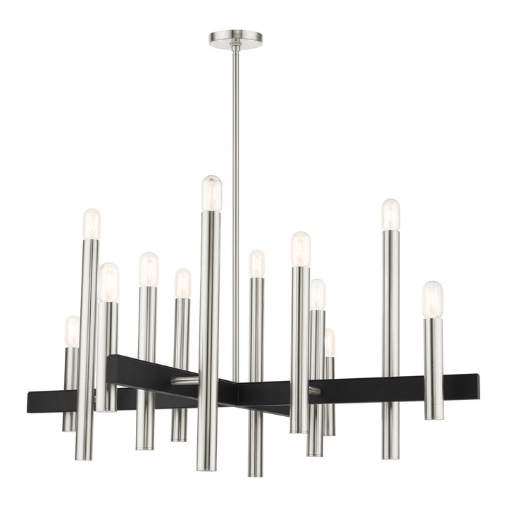 Livex Helsinki 49999-91 Chandelier Light - Brushed Nickel w/ Blacks