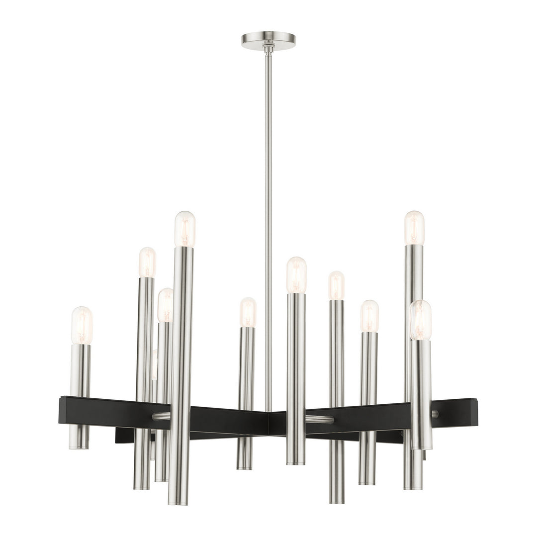 Livex Helsinki 49999-91 Chandelier Light - Brushed Nickel w/ Blacks