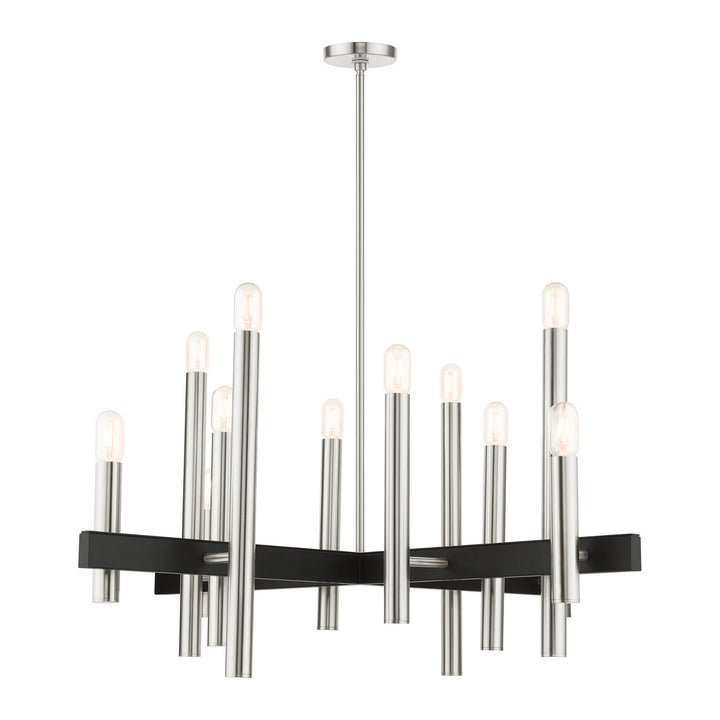 Livex Helsinki 49999-91 Chandelier Light - Brushed Nickel w/ Blacks