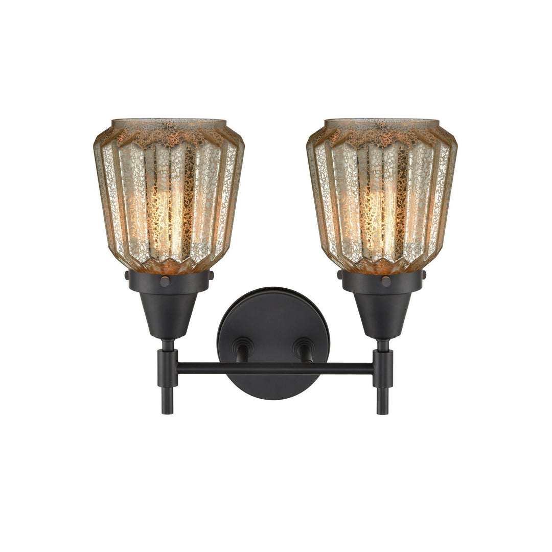 Innovations Caden 447-2W-BK-G146-LED Bath Vanity Light 16 in. wide - Matte Black