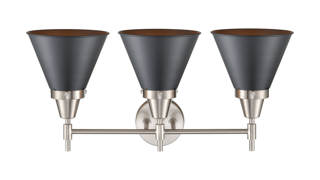 Innovations Caden 447-3W-SN-M13-BK-LED Bath Vanity Light 26 in. wide - Satin Nickel