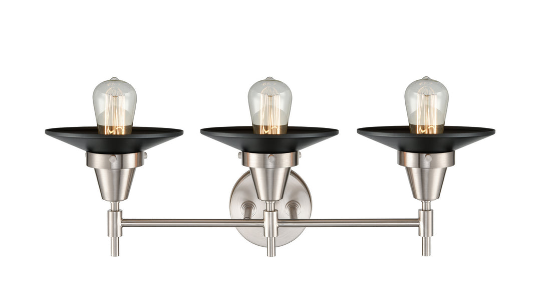 Innovations Caden 447-3W-SN-M6-BK-LED Bath Vanity Light 26 in. wide - Satin Nickel