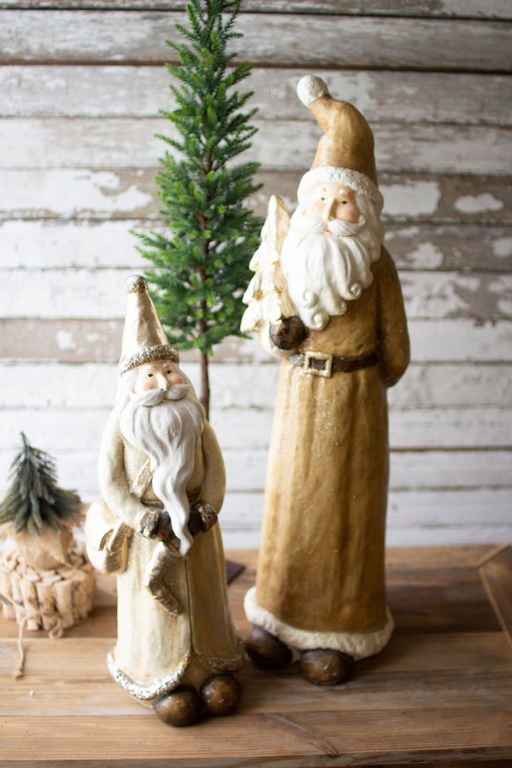 Kalalou Lighting CHE1346  Set Of Two Resin Santas Home Decor Bronze / Dark