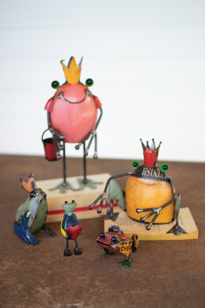 Kalalou Lighting NBA2363  Set Of Five Recycled Frogs Home Decor Bronze / Dark