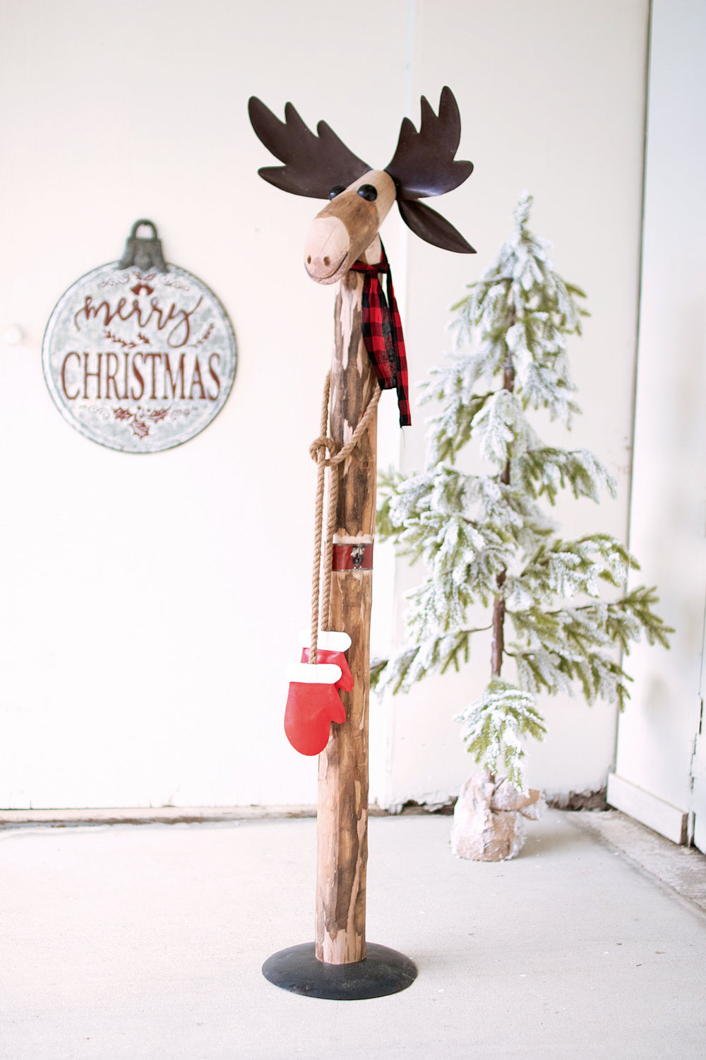 Kalalou Lighting NBA2371  Recycled Wood And Moose Home Decor Bronze / Dark