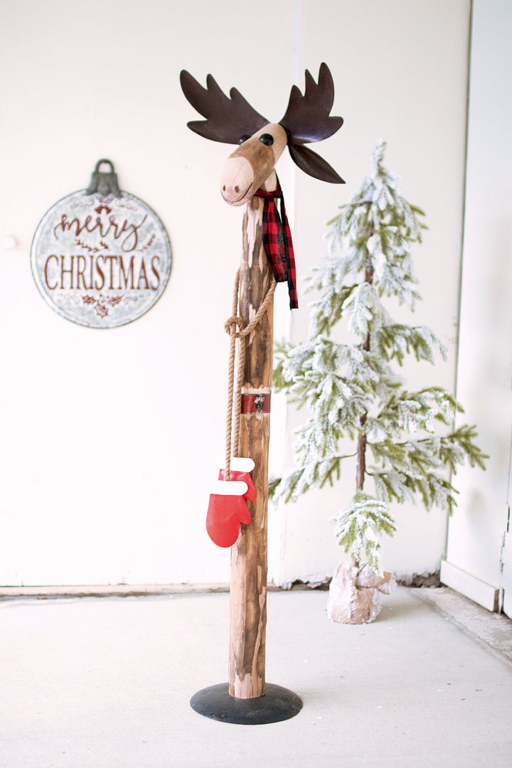 Kalalou Lighting NBA2371  Recycled Wood And Moose Home Decor Bronze / Dark