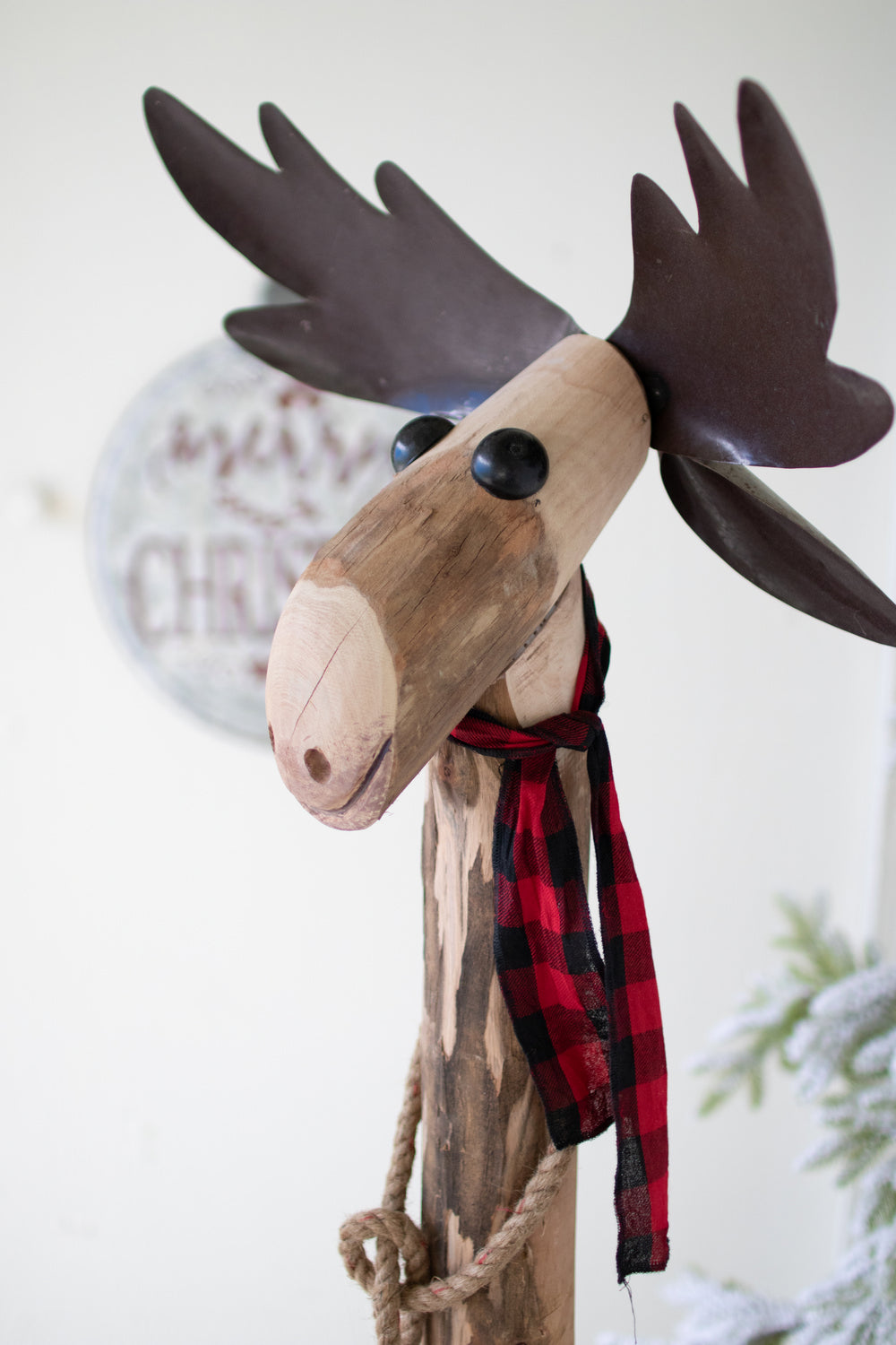 Kalalou Lighting NBA2371  Recycled Wood And Moose Home Decor Bronze / Dark