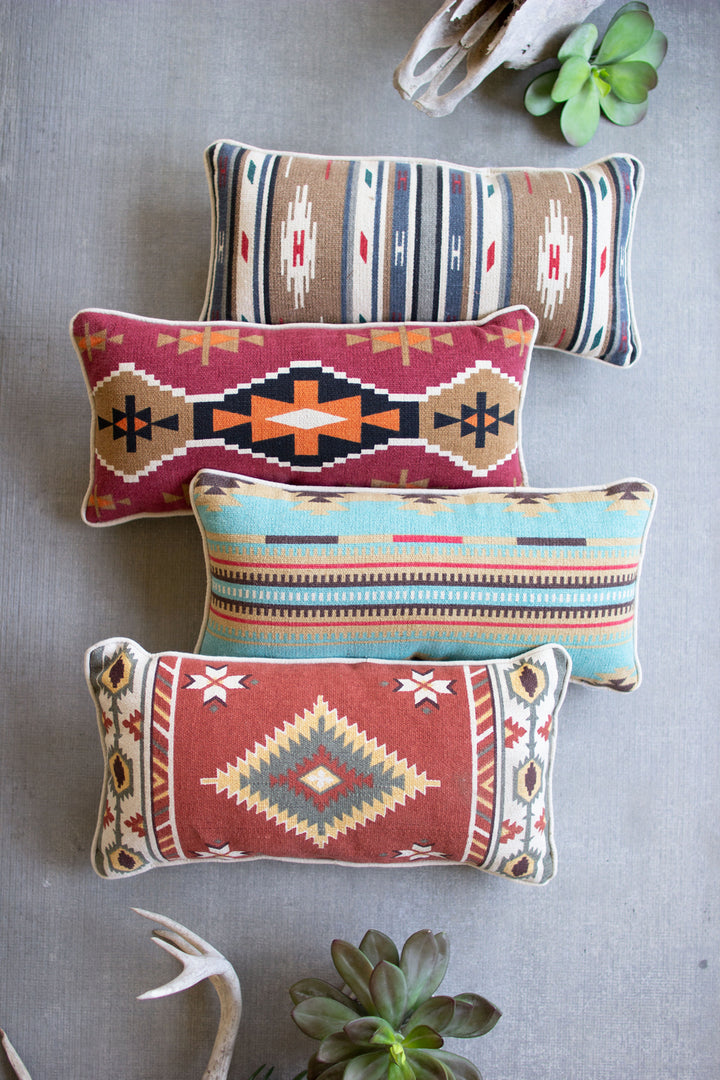 Kalalou Lighting NRV2174  Set Of Four Printed Lumbar Pillows Home Decor Bronze / Dark