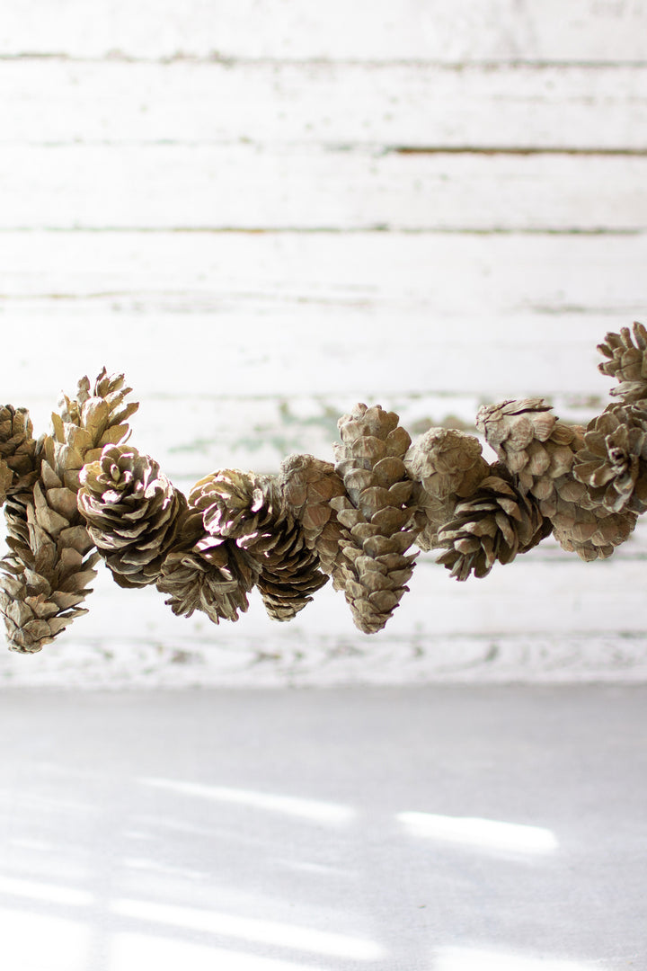 Kalalou Lighting NTRP1034  Green Pine Cone Garland Home Decor Bronze / Dark
