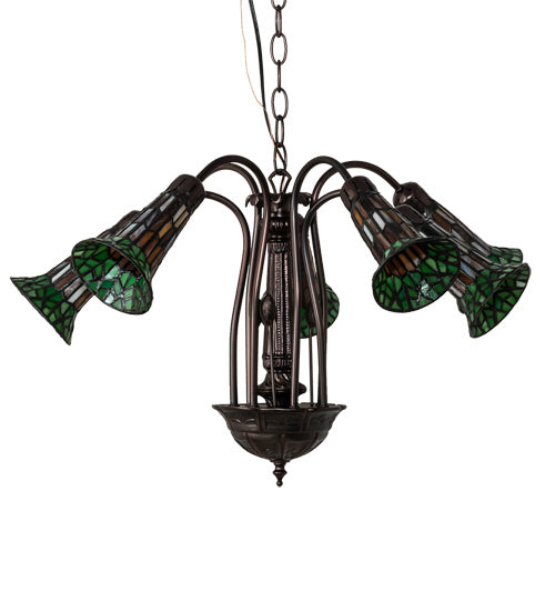 Meyda Tiffany Stained Glass Pond Lily 236530 Chandelier Light - Mahogany Bronze