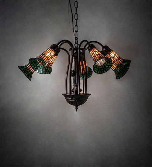 Meyda Tiffany Stained Glass Pond Lily 236530 Chandelier Light - Mahogany Bronze