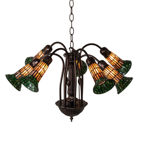Meyda Tiffany Stained Glass Pond Lily 236530 Chandelier Light - Mahogany Bronze
