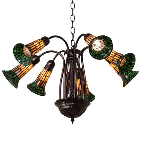 Meyda Tiffany Stained Glass Pond Lily 236530 Chandelier Light - Mahogany Bronze
