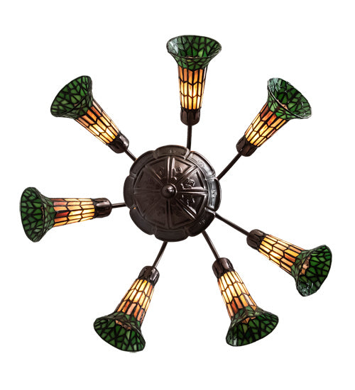 Meyda Tiffany Stained Glass Pond Lily 236530 Chandelier Light - Mahogany Bronze