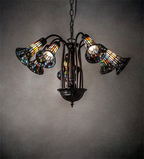 Meyda Tiffany Stained Glass Pond Lily 236531 Chandelier Light - Mahogany Bronze