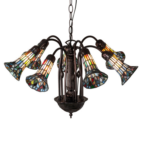 Meyda Tiffany Stained Glass Pond Lily 236531 Chandelier Light - Mahogany Bronze