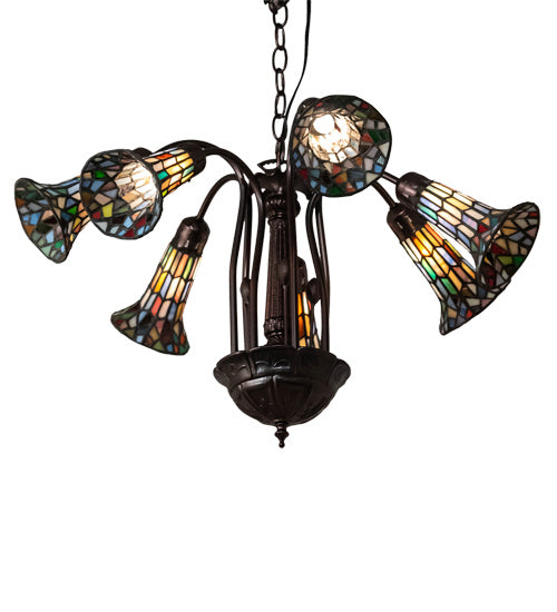 Meyda Tiffany Stained Glass Pond Lily 236531 Chandelier Light - Mahogany Bronze