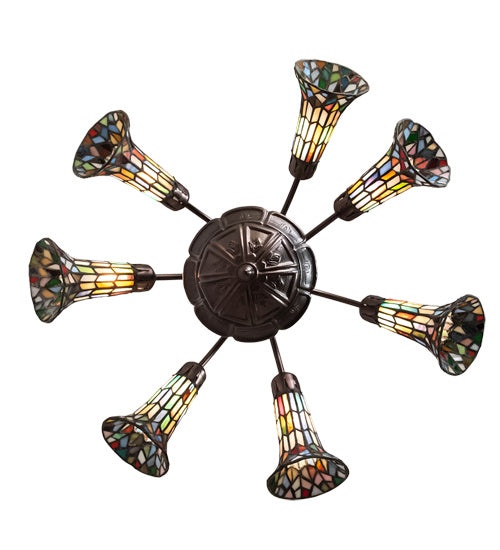 Meyda Tiffany Stained Glass Pond Lily 236531 Chandelier Light - Mahogany Bronze