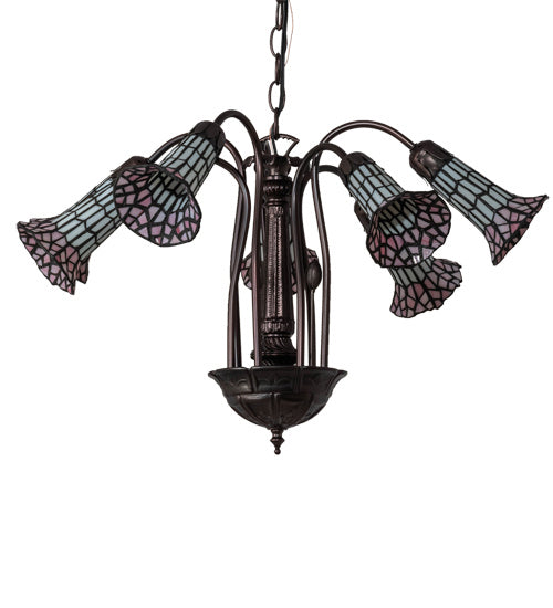 Meyda Tiffany Stained Glass Pond Lily 236533 Chandelier Light - Mahogany Bronze