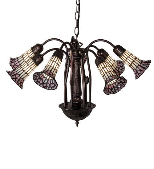 Meyda Tiffany Stained Glass Pond Lily 236533 Chandelier Light - Mahogany Bronze